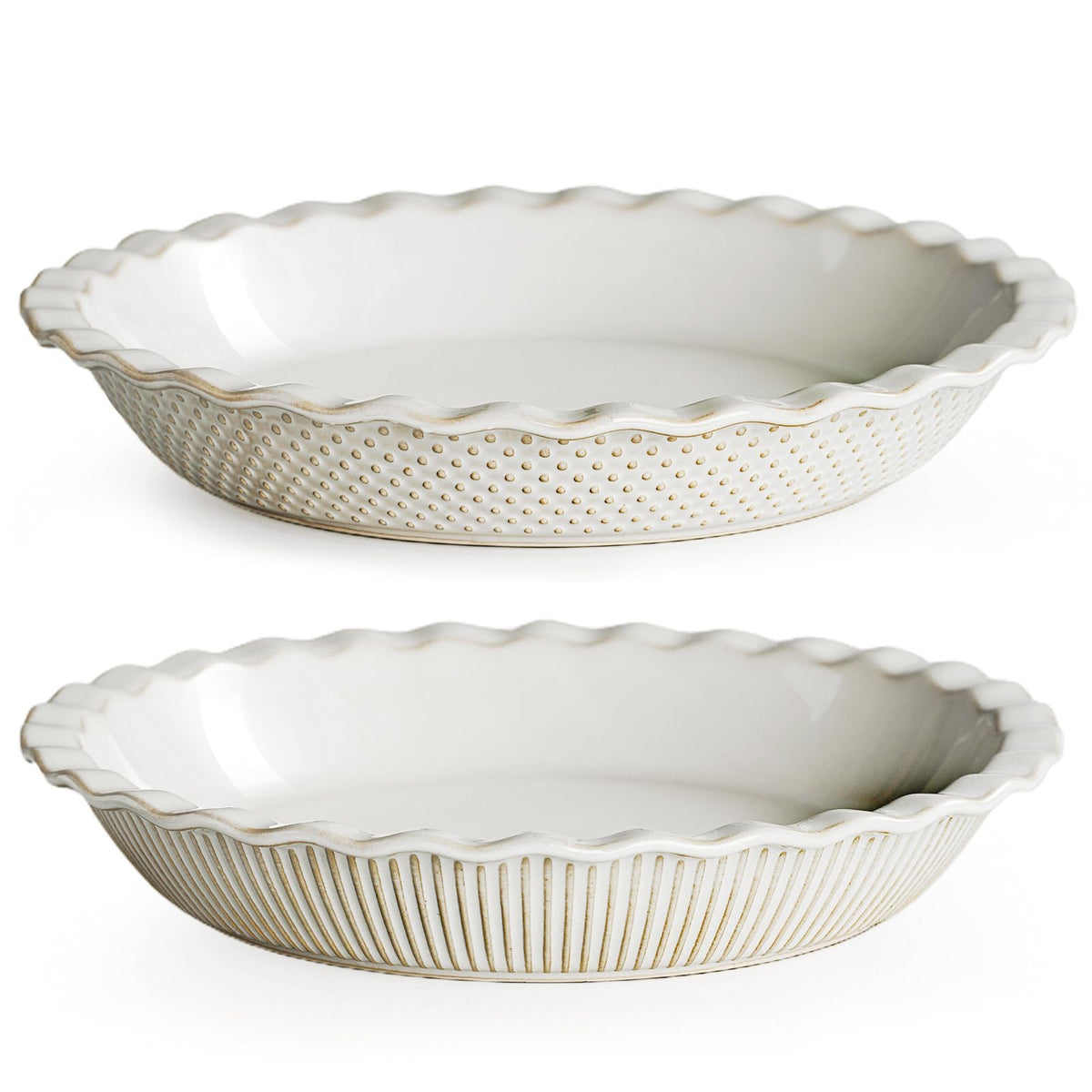 getstar front view of two 9-inch pie pans showing farmhouse appeal and serving-ready look