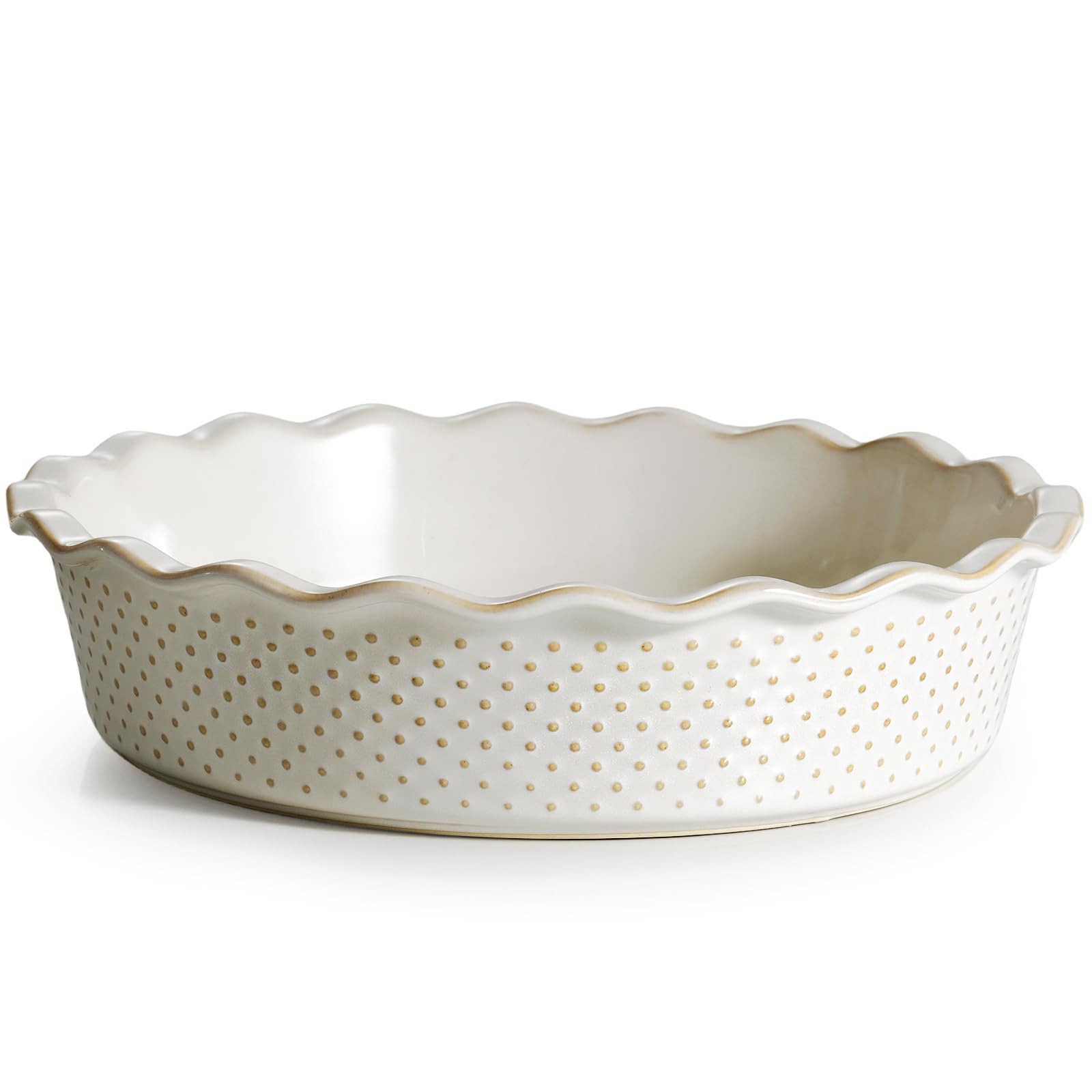 getstar ceramic pie pan front view showing farmhouse look and serving-ready finish