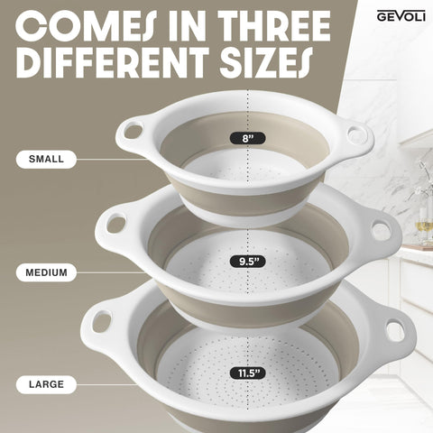 Gevoli medium colander expanded rinsing vegetables with slip-resistant grip