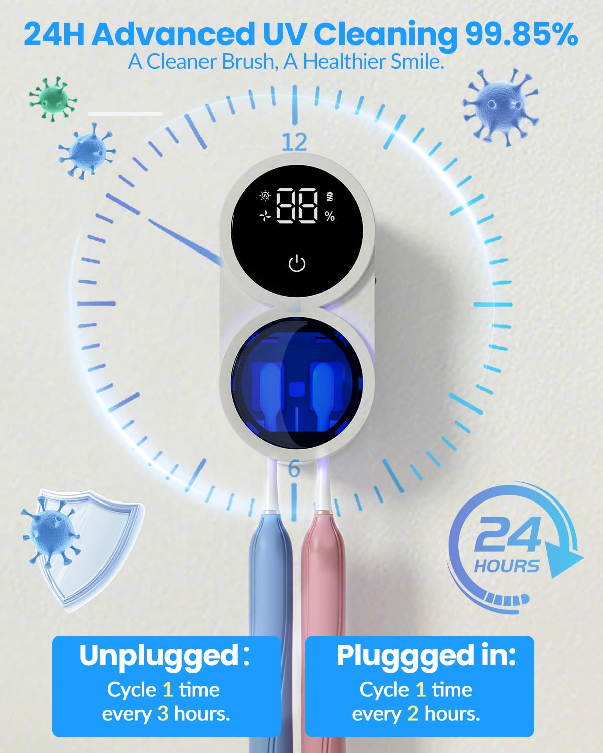 GEVOODIX holding an electric toothbrush upright for secure storage