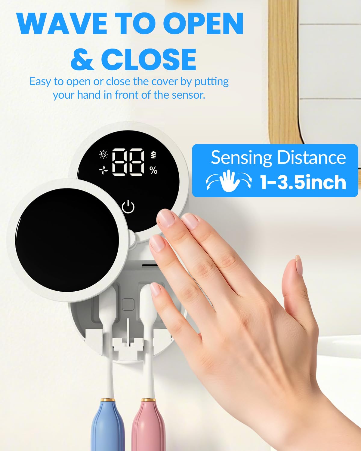 GEVOODIX mounted on bathroom tile saving counter space and decluttering
