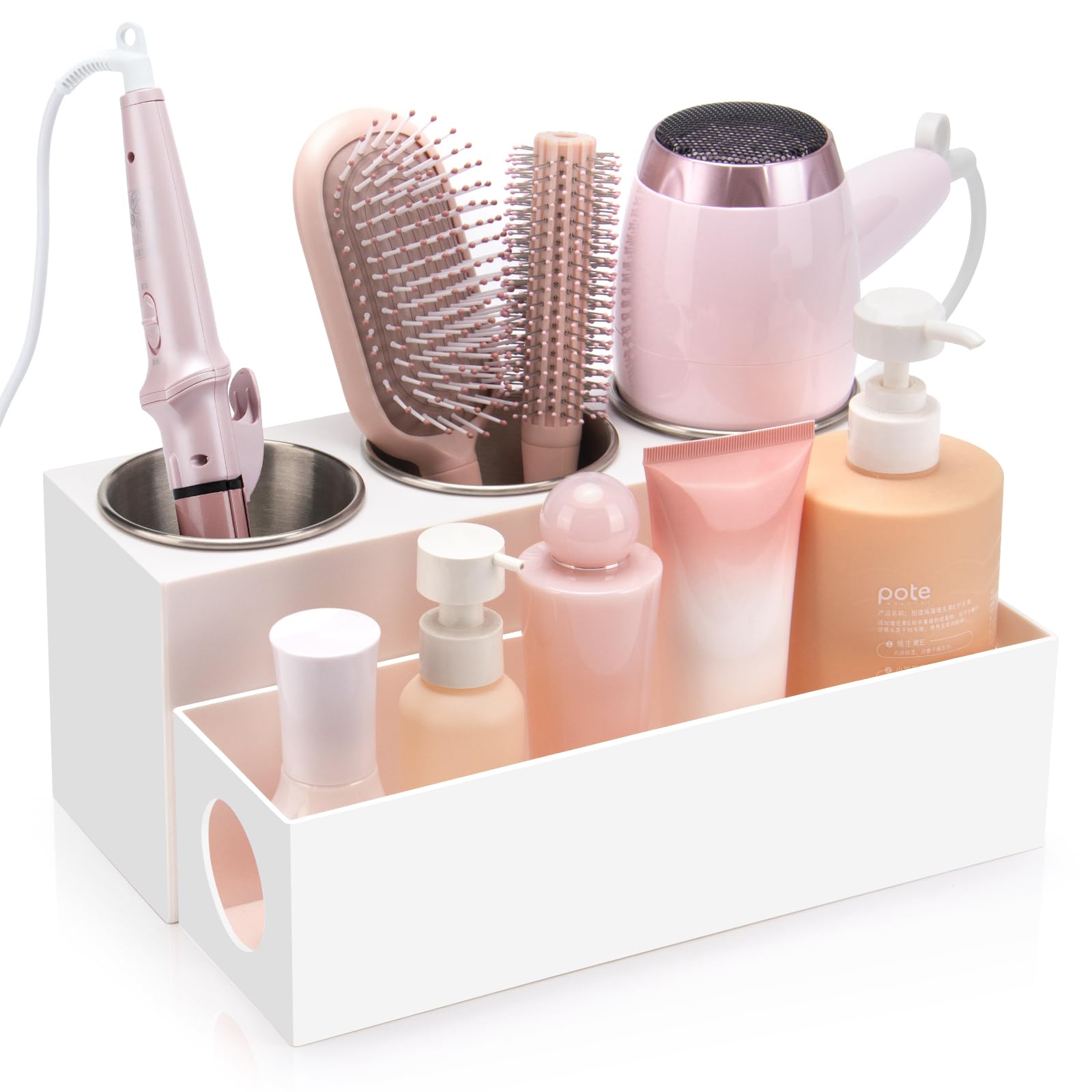 GFWARE front view showing three stainless-steel cups and organized layout for safe cooling