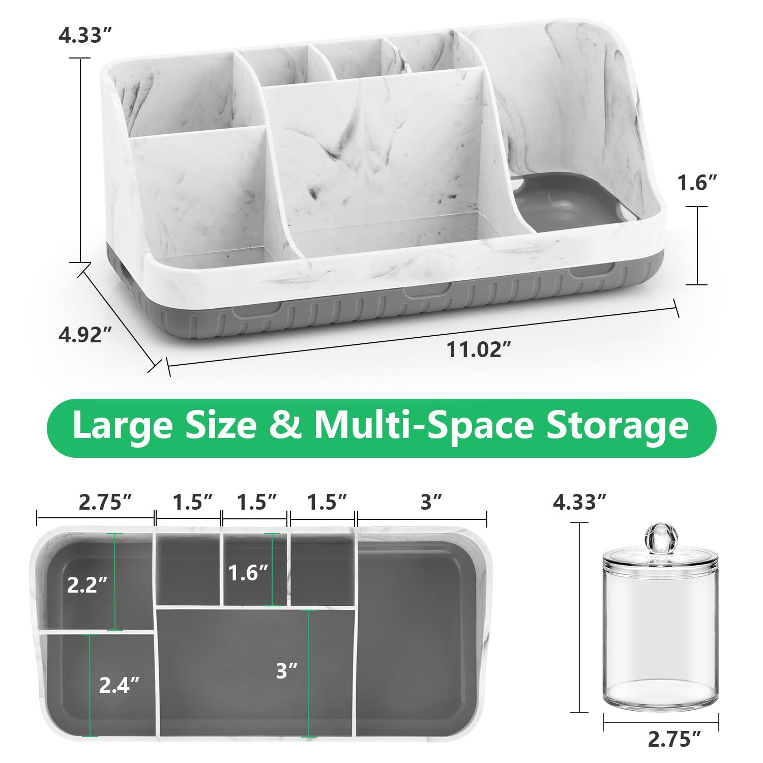 GFWARE toothbrush holder next to toothbrushes and razor to show compact scale