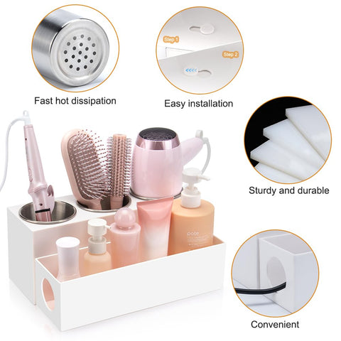 GFWARE next to hair tools for scale to show compact footprint and capacity