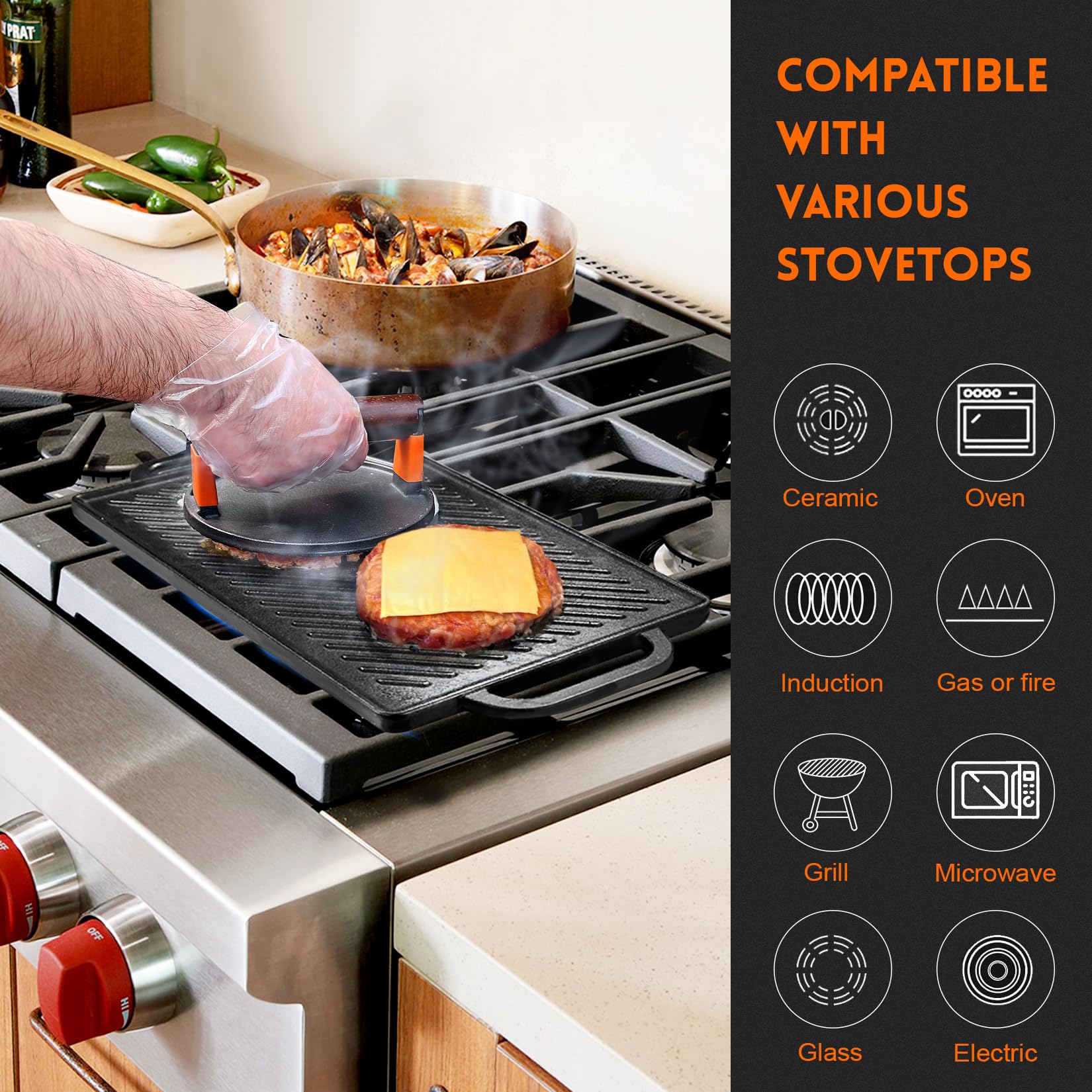 GGC griddle matte coating texture close-up showing durable surface and easy maintenance