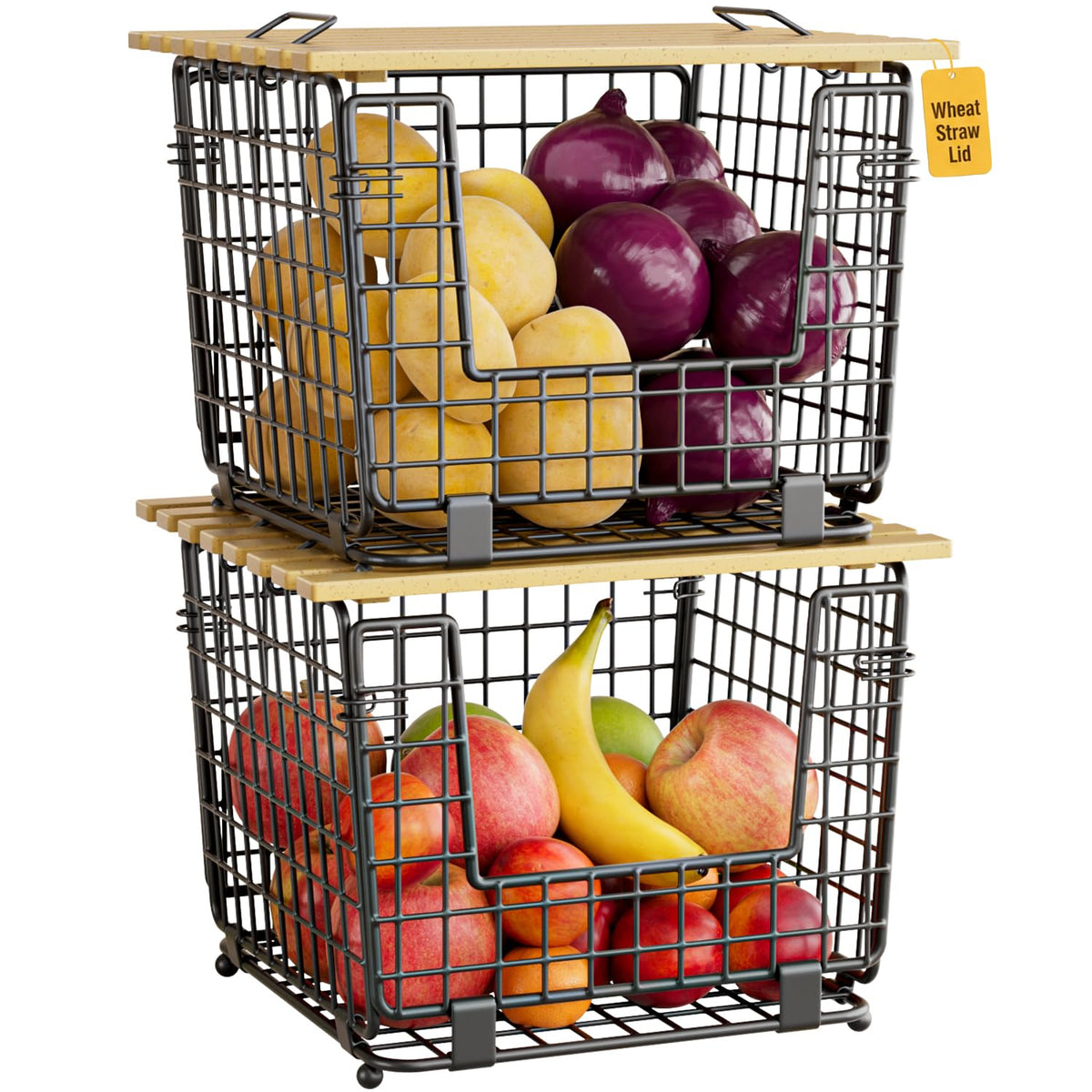 GGIU front view of stackable bins showing neat countertop storage benefit