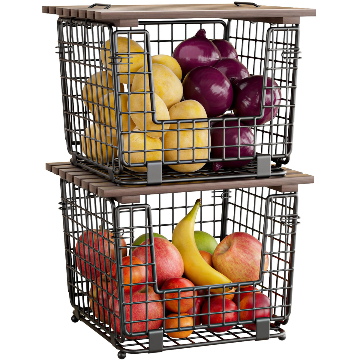 GGIU front view of two stackable bins showing neat pantry storage benefit