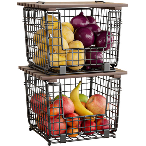 GGIU front view of two stackable bins showing neat pantry storage benefit