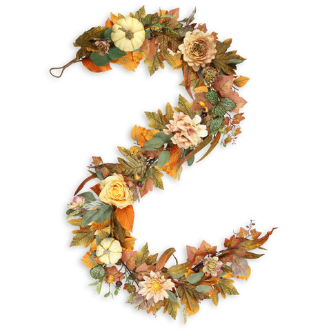 Ghrdopy garland front view showing pumpkins and leaves for instant autumn charm