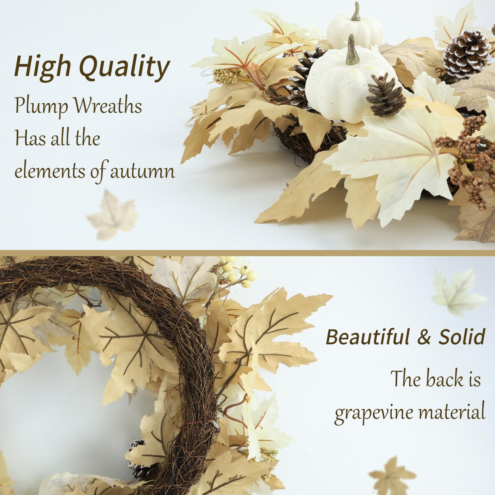 Ghrdopy wreath detail of mini pumpkins and berries adding seasonal charm