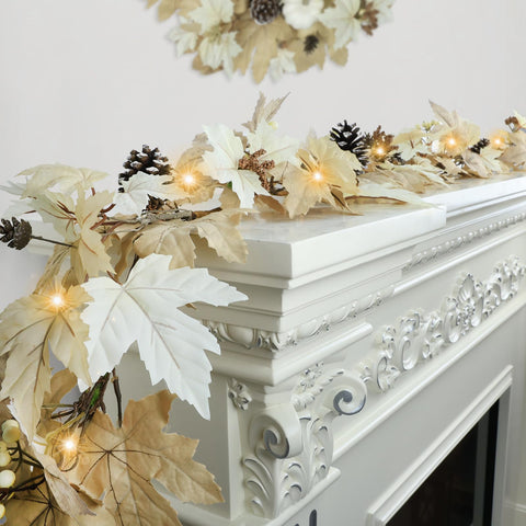 Ghrdopy styled fireplace mantle scene demonstrating instant fall decor