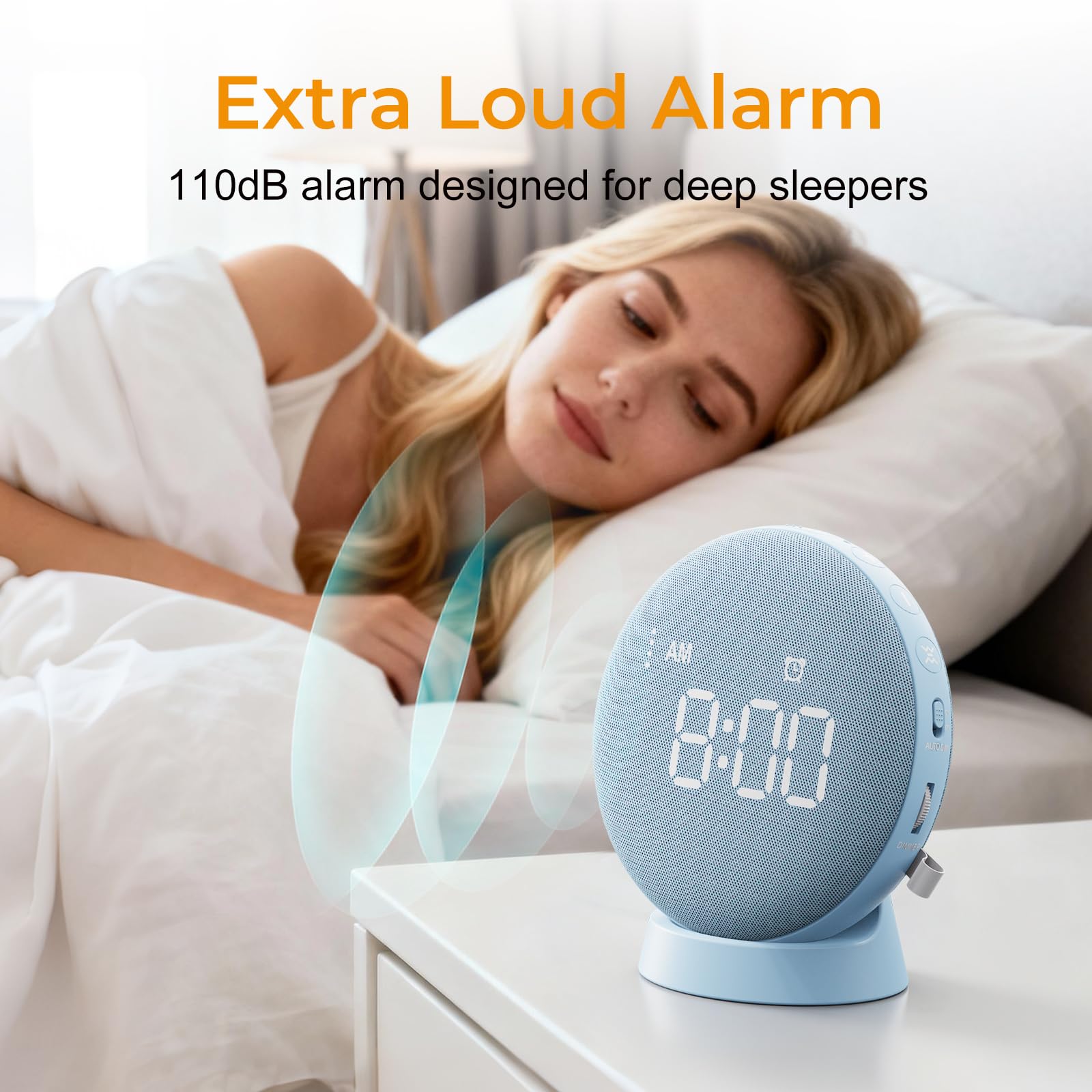 Gianna magnetic charging base with alarm aligned for easy cordless recharging convenience