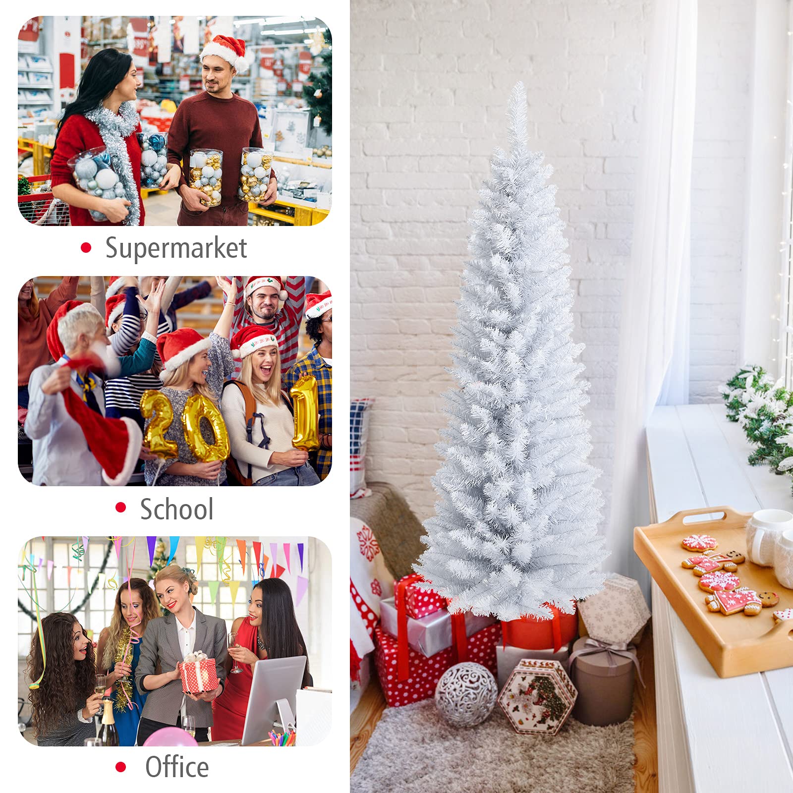 GIANTEX tree decorated with ornaments showing festive contrast and style