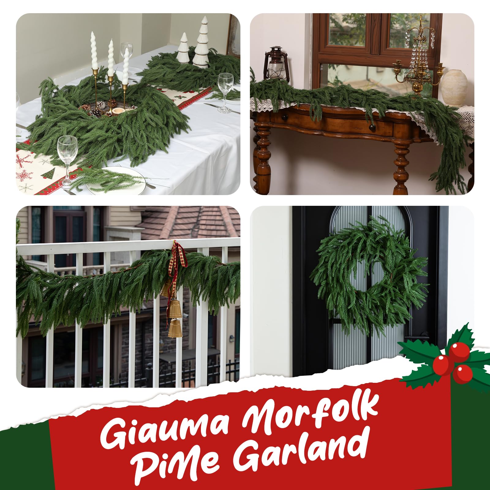 GIAUMA 6ft garland next to measuring tape, clear size reference