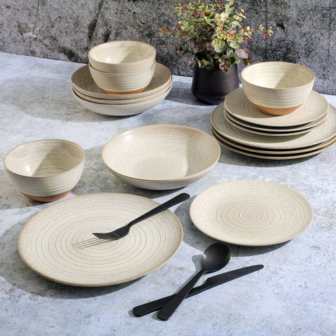 Gibson Elite double bowls in use for grain bowl and soup showing meal versatility