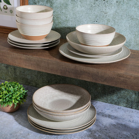 Gibson Elite plate and bowl side-by-side showing scale and portion clarity