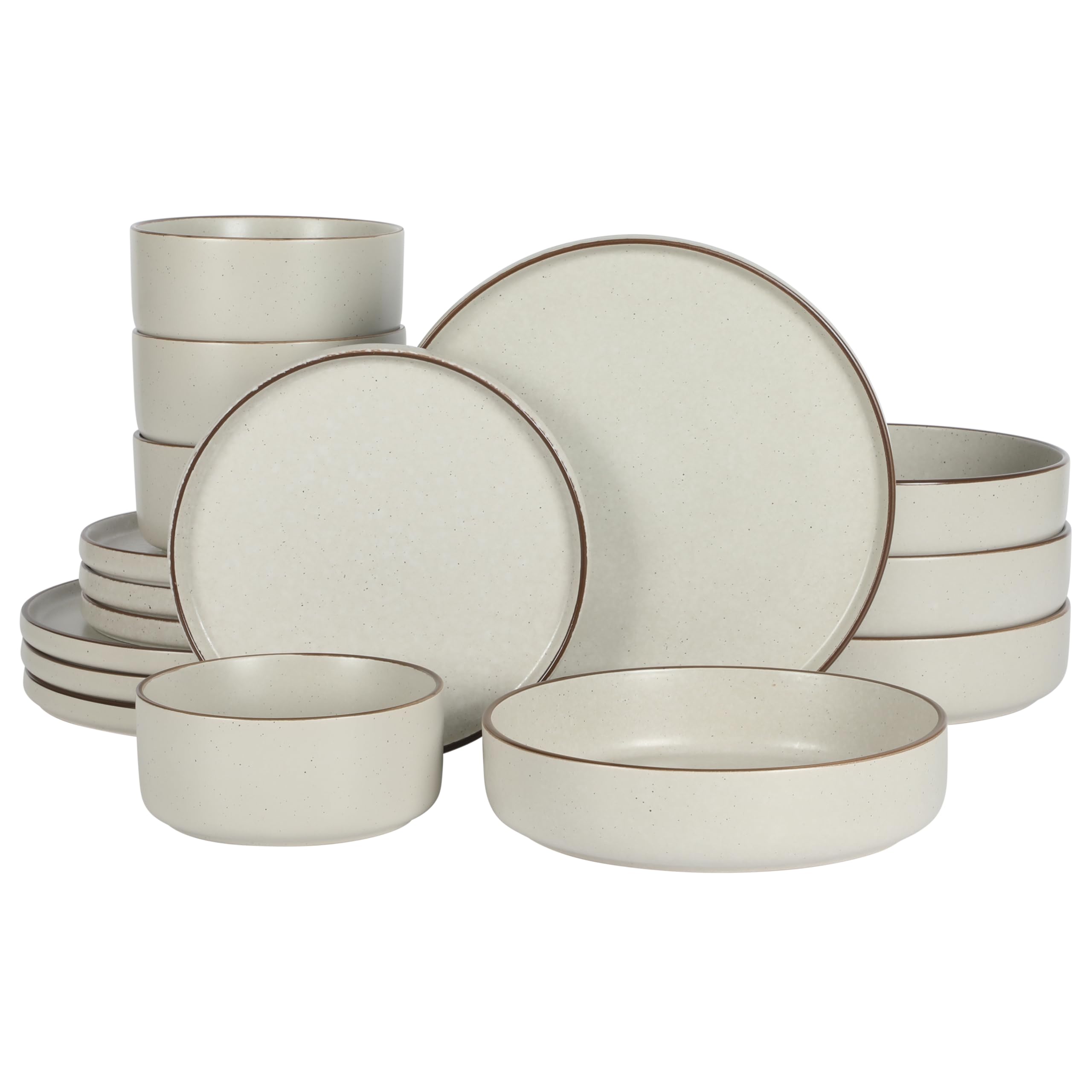 Gibson Elite front view of full 16-piece set, elegant cream finish benefit: cohesive table presentation
