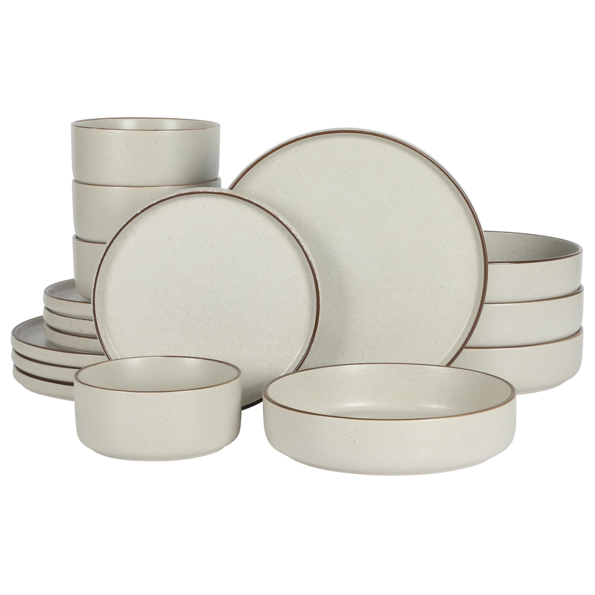 Gibson Elite front view of full 16-piece set, elegant cream finish benefit: cohesive table presentation