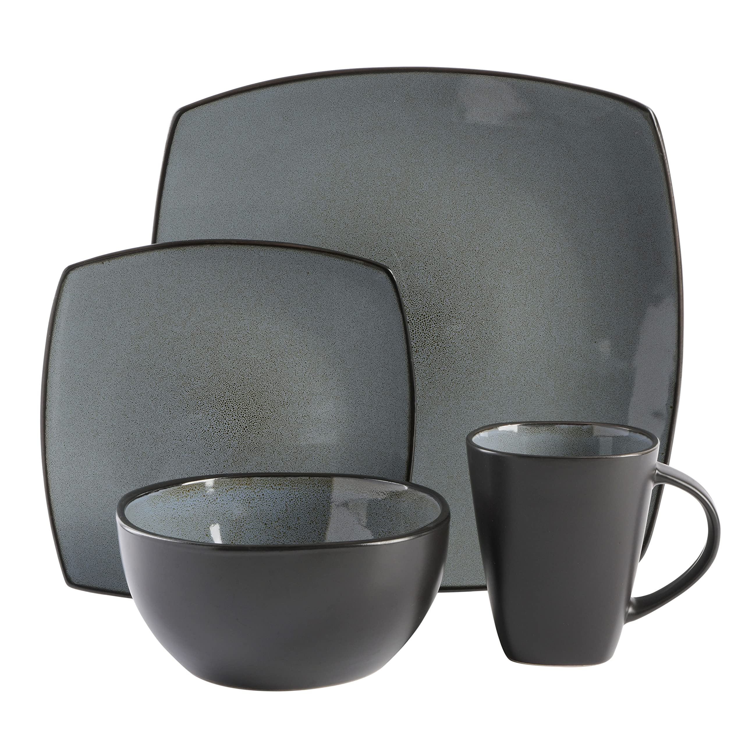 Gibson Elite place setting on table showing plates, bowl, and mug for modern dining