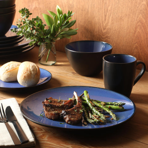Gibson Elite stacked set showing scale comparison and space-saving storage benefit for kitchen organization