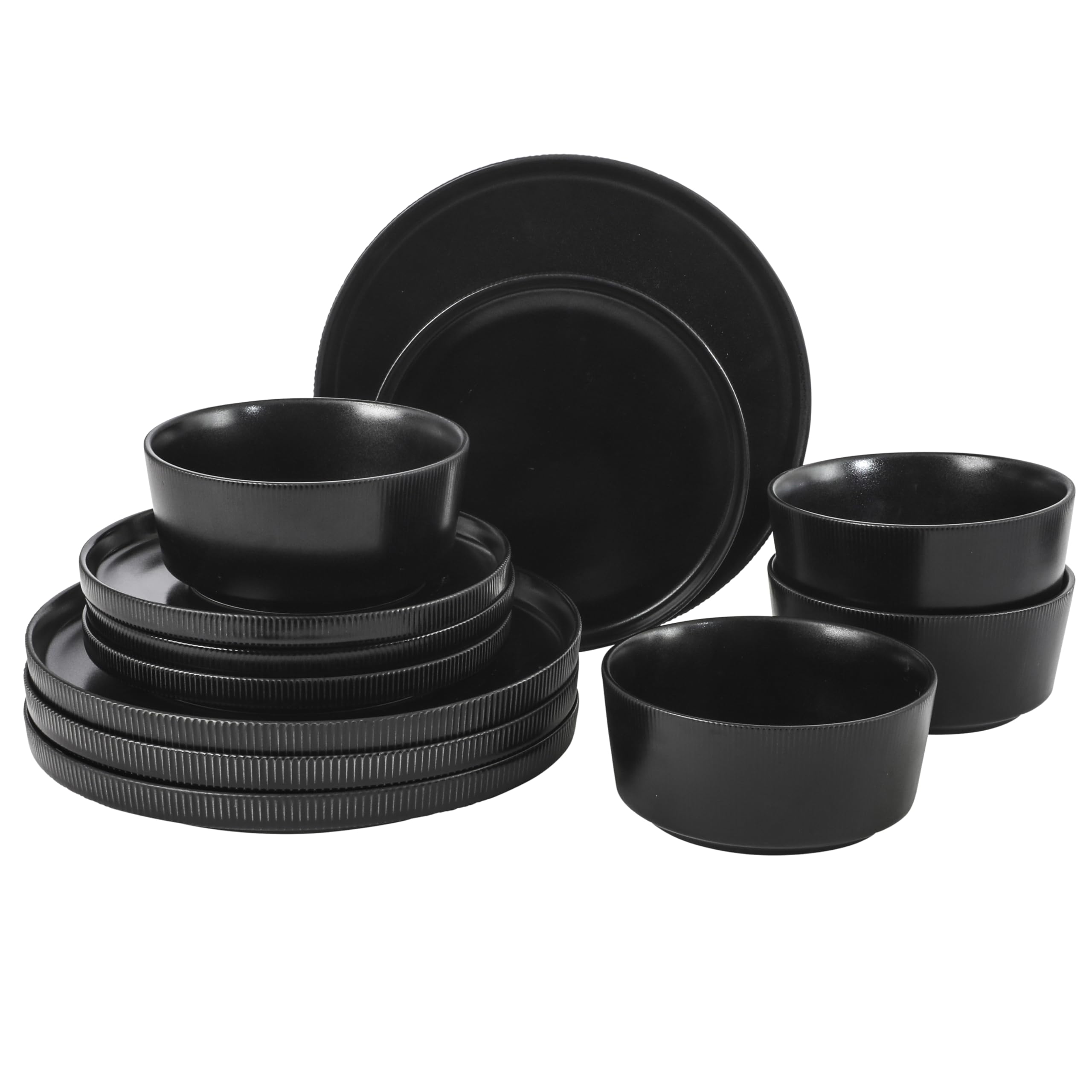 Gibson Home front view of full set showing modern matte black finish and versatile styling