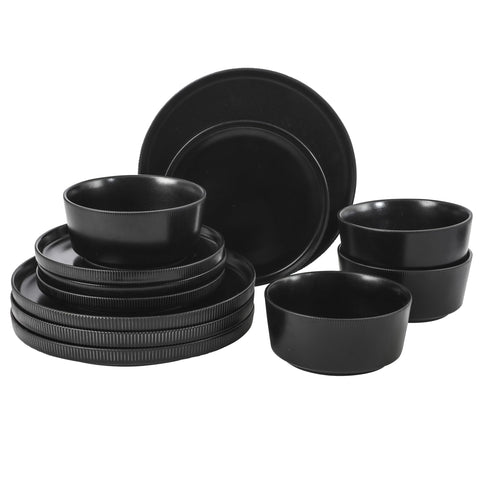 Gibson Home front view of full set showing modern matte black finish and versatile styling