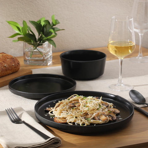 Gibson Home styled table setting with food showing restaurant-inspired presentation advantage