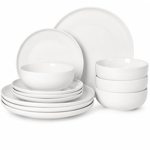 Gibson Home front view of full 12-piece Havenstone set showing clean white design and versatility