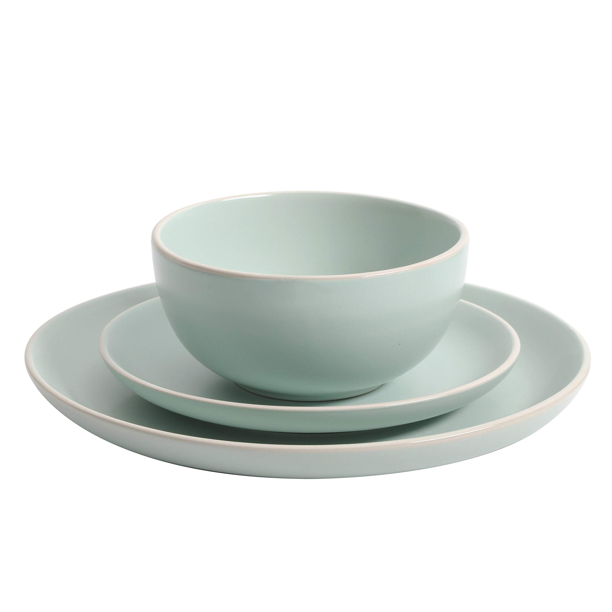 Gibson Home 8-inch dessert plate detail with off-white rim accent for stylish table contrast