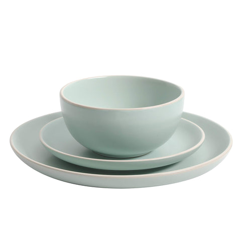 Gibson Home 8-inch dessert plate detail with off-white rim accent for stylish table contrast