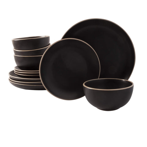 Gibson Rockaway front view showing full 12-piece set and modern matte black finish