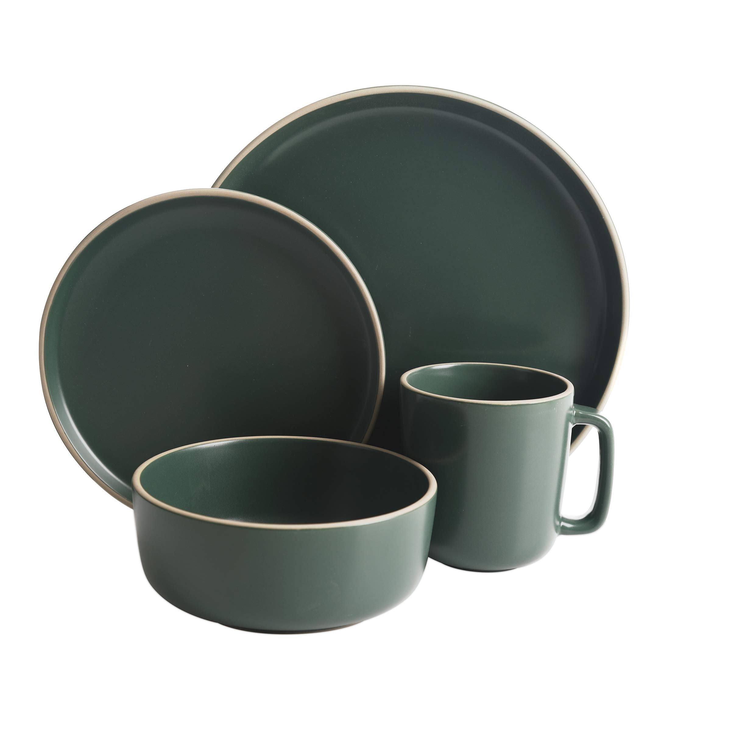 Gibson Home close-up of Zuma dinner plate rim highlighting stackable lip benefit