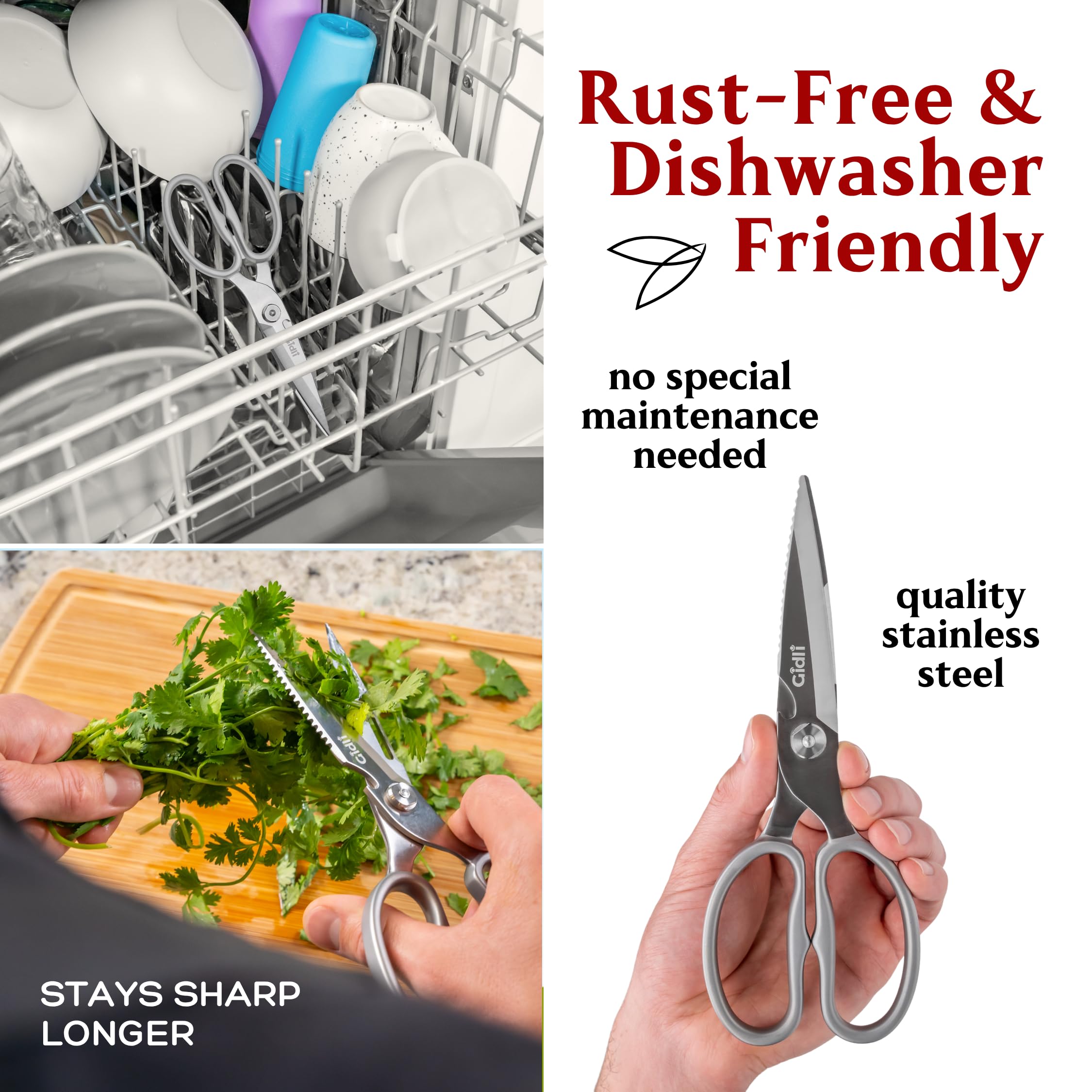 Gidli shears taken apart for cleaning, illustrating easy disassembly and hygiene