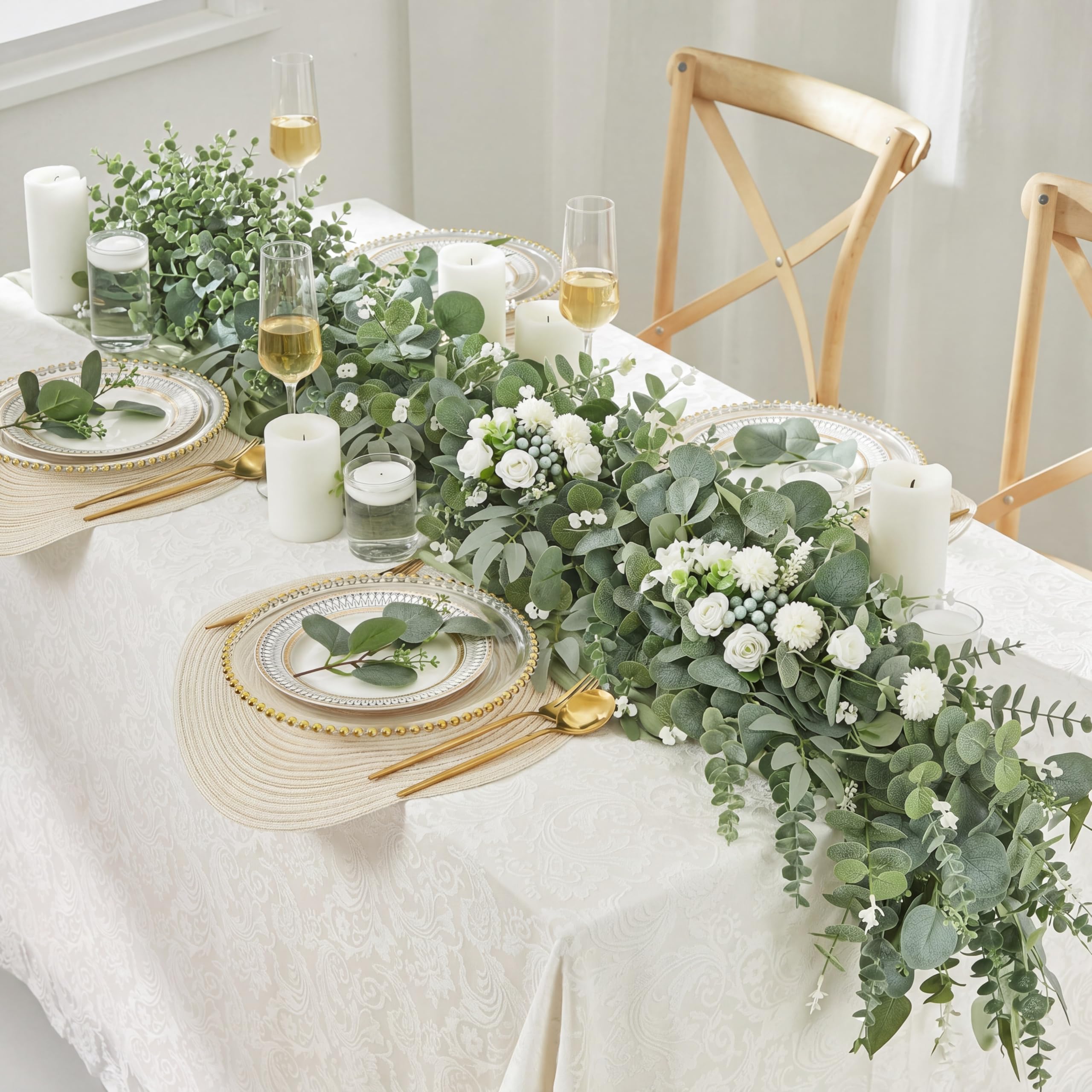 Giegxin eucalyptus arrangement in glass vase adding instant centerpiece greenery