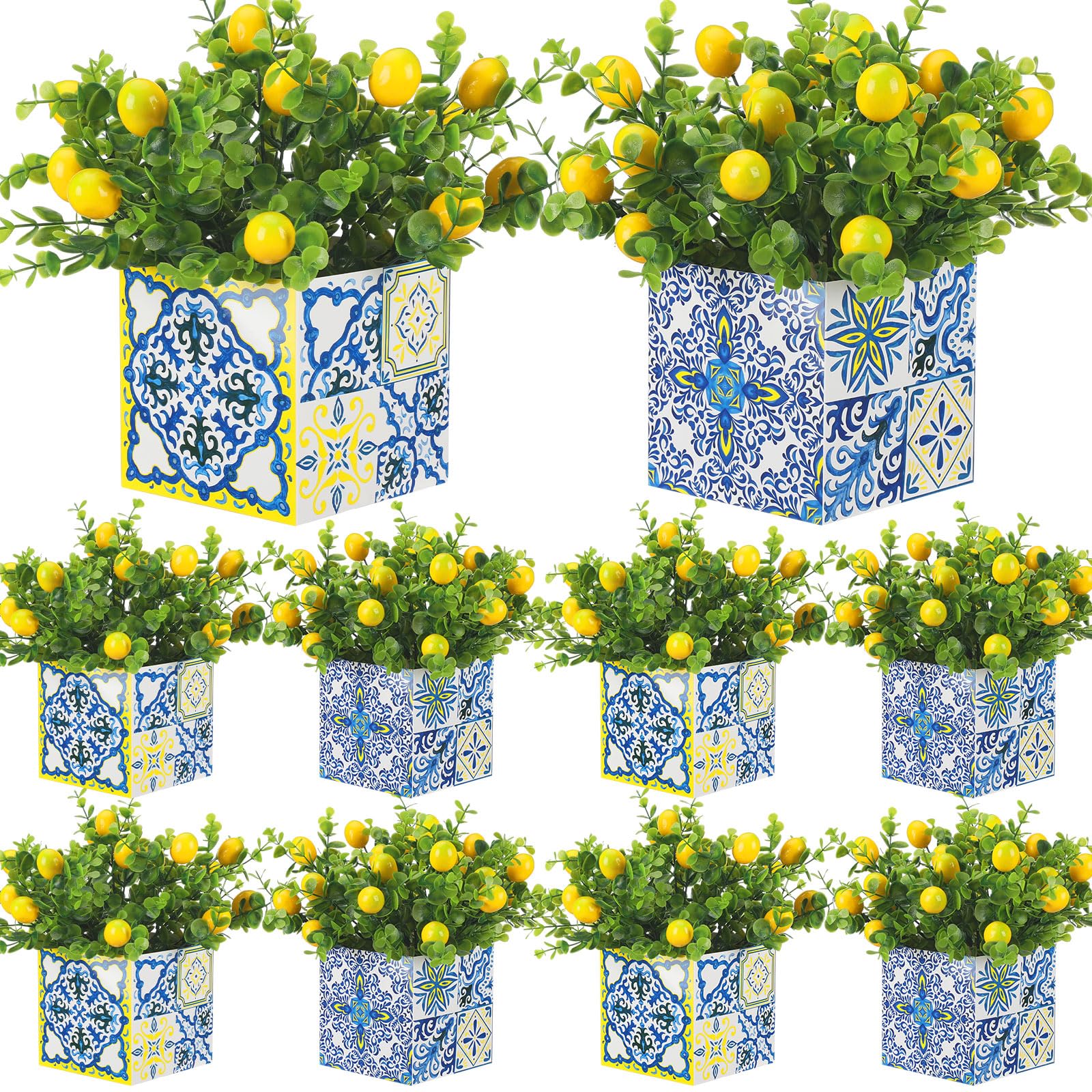 Giegxin front view of blue tile lemon pot showing coastal design and instant style