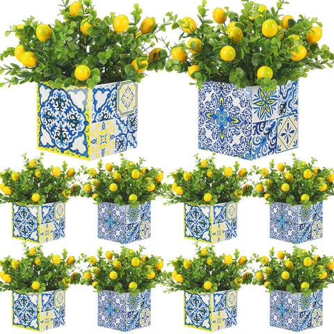 Giegxin front view of blue tile lemon pot showing coastal design and instant style