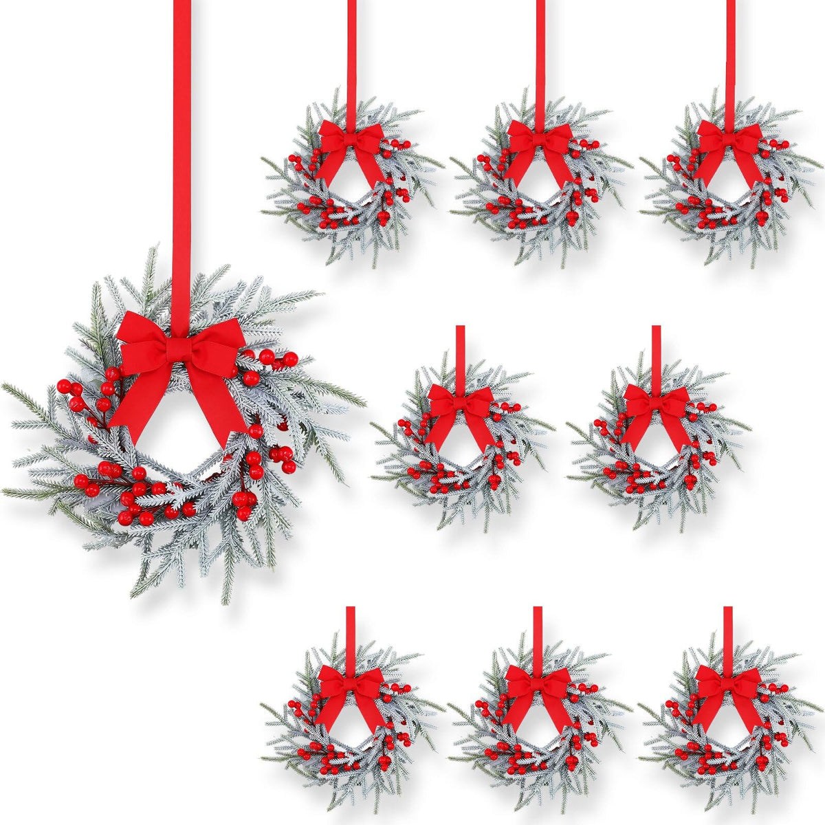 Giegxin front view of mini wreath set showing festive look and easy installation