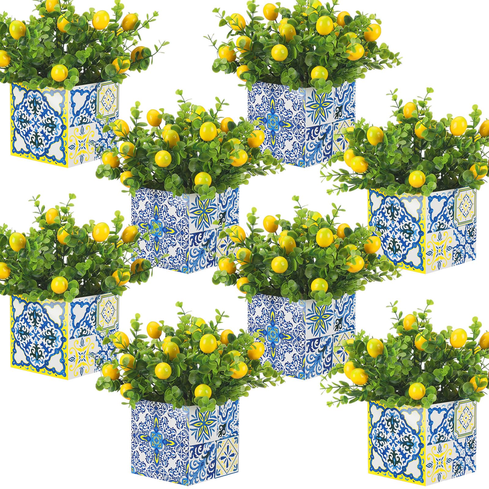 Giegxin packaging box opened revealing four ready-made lemon arrangements