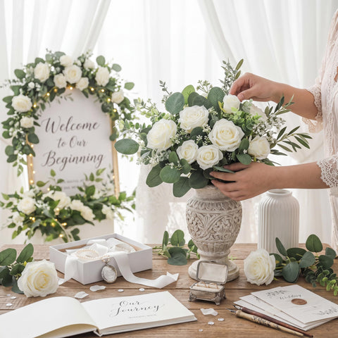 Giegxin styled wedding table centerpiece giving romantic, cohesive decor