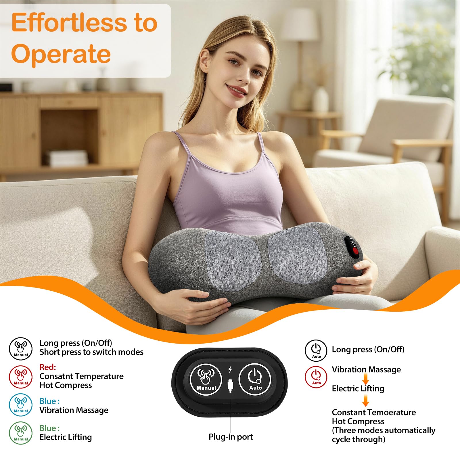 GIFEY massager fitted to a car seat showing travel-friendly pain management