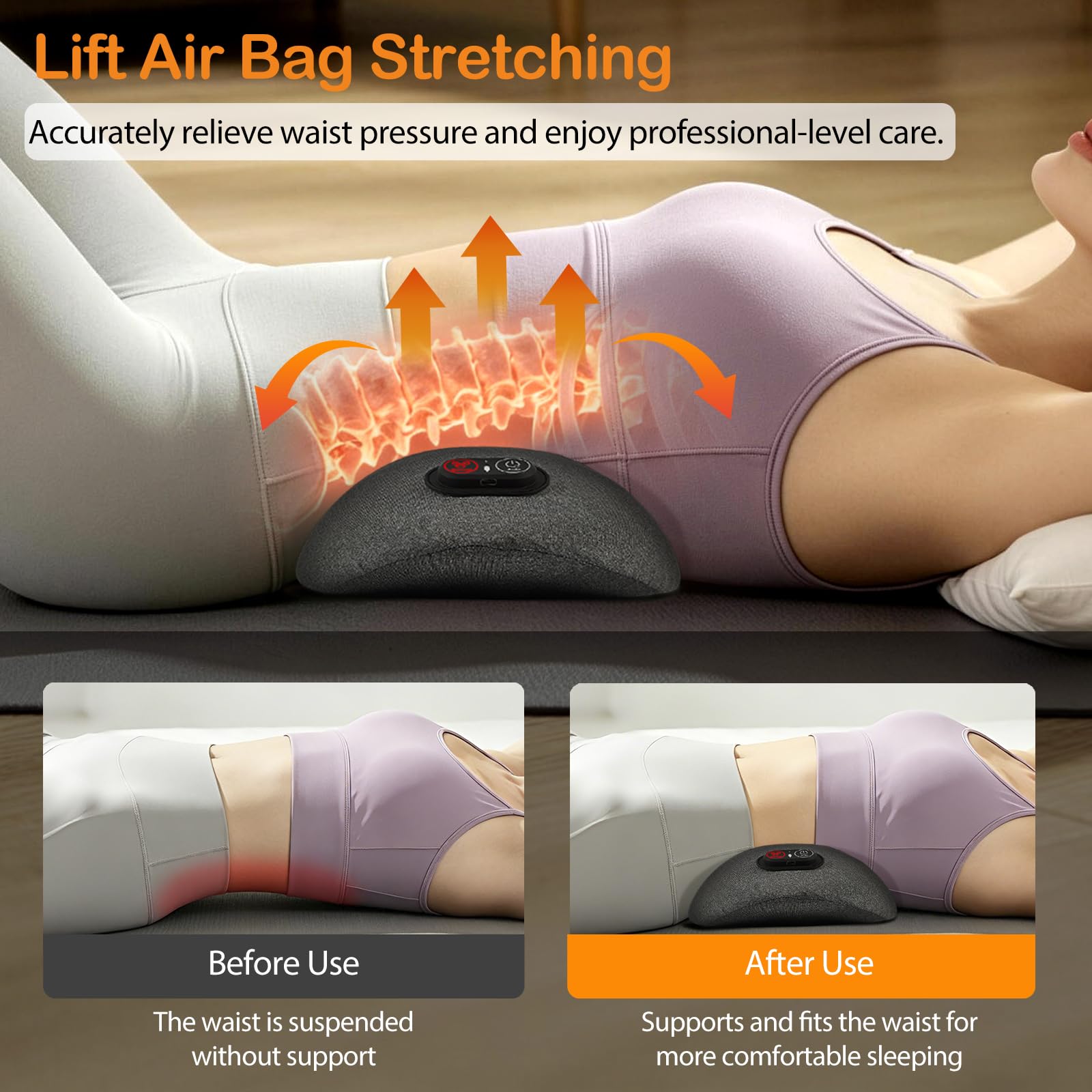 GIFEY side profile highlighting curved design for spine support and posture