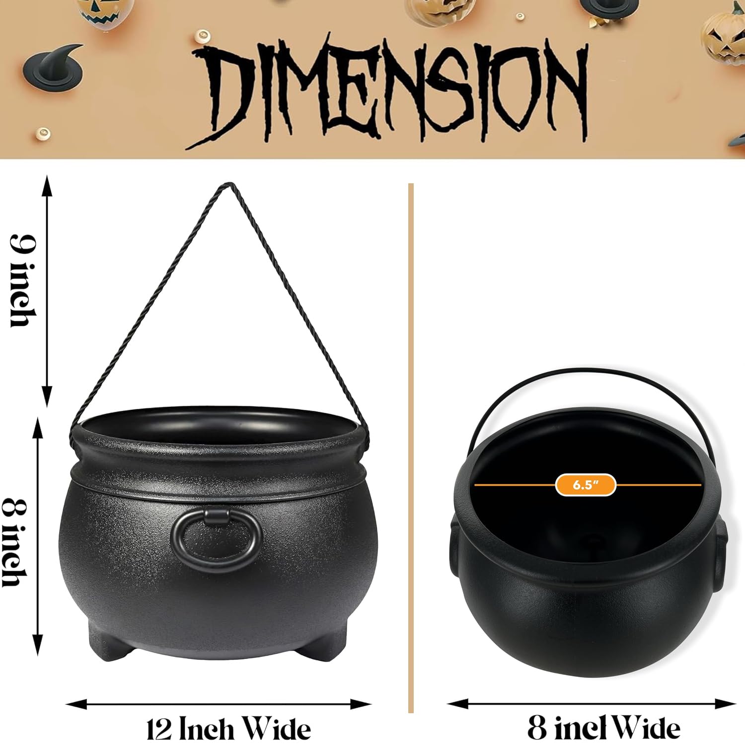 GiftExpress cauldrons in a Halloween tabletop display creating spooky decor