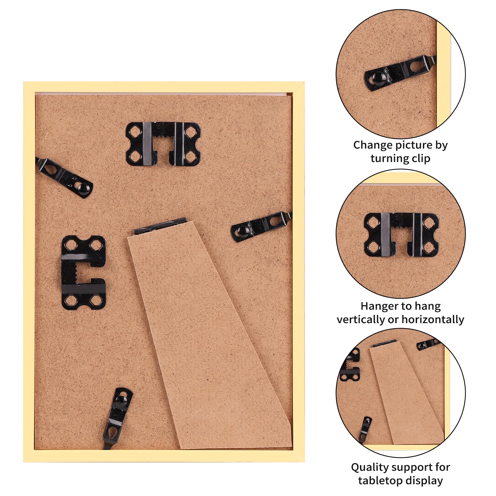 Giftgarden mat and back panel detail showing removable mat and hardware benefit: simple photo changes