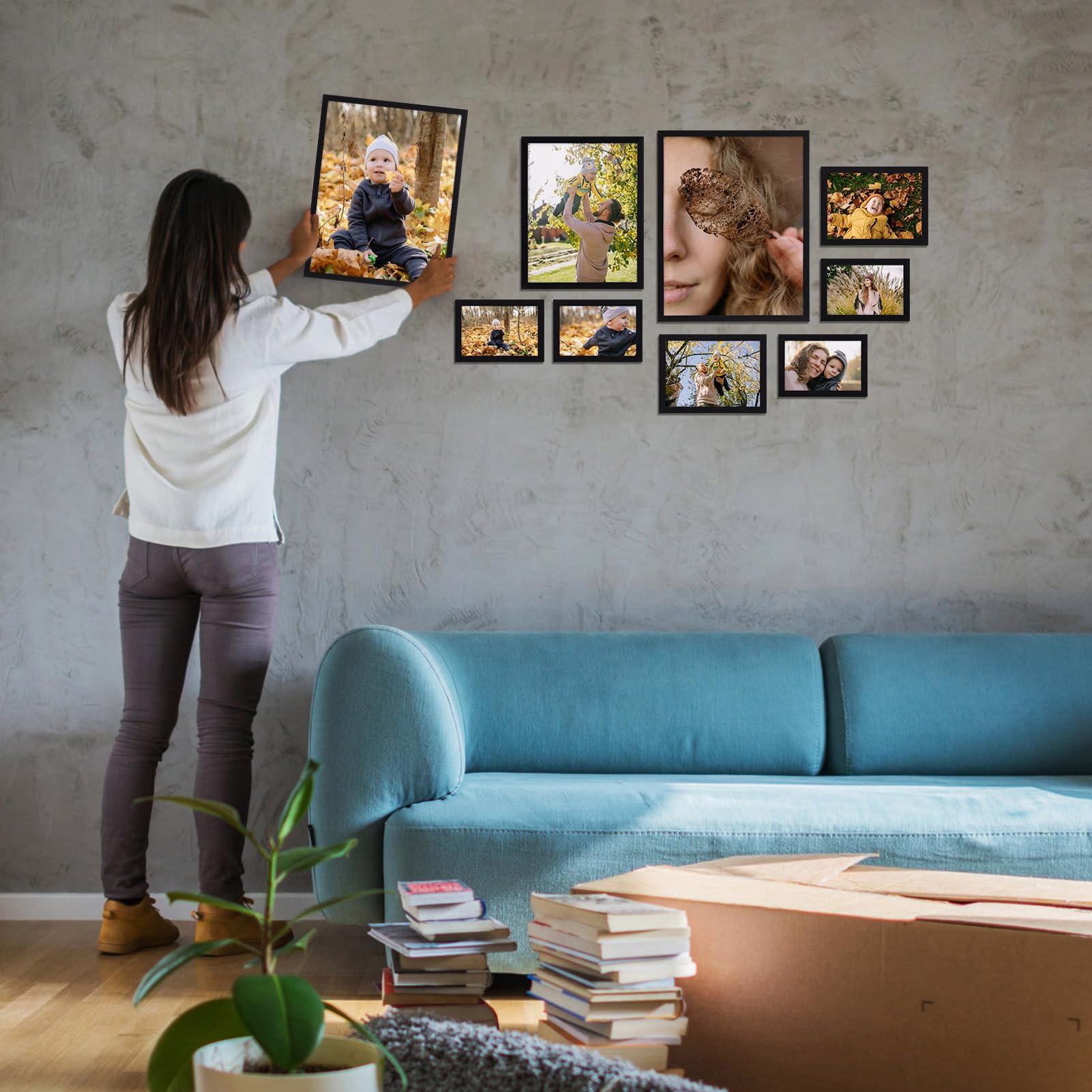 Giftgarden gallery wall example with mixed sizes showing cohesive layout benefit: coordinated look