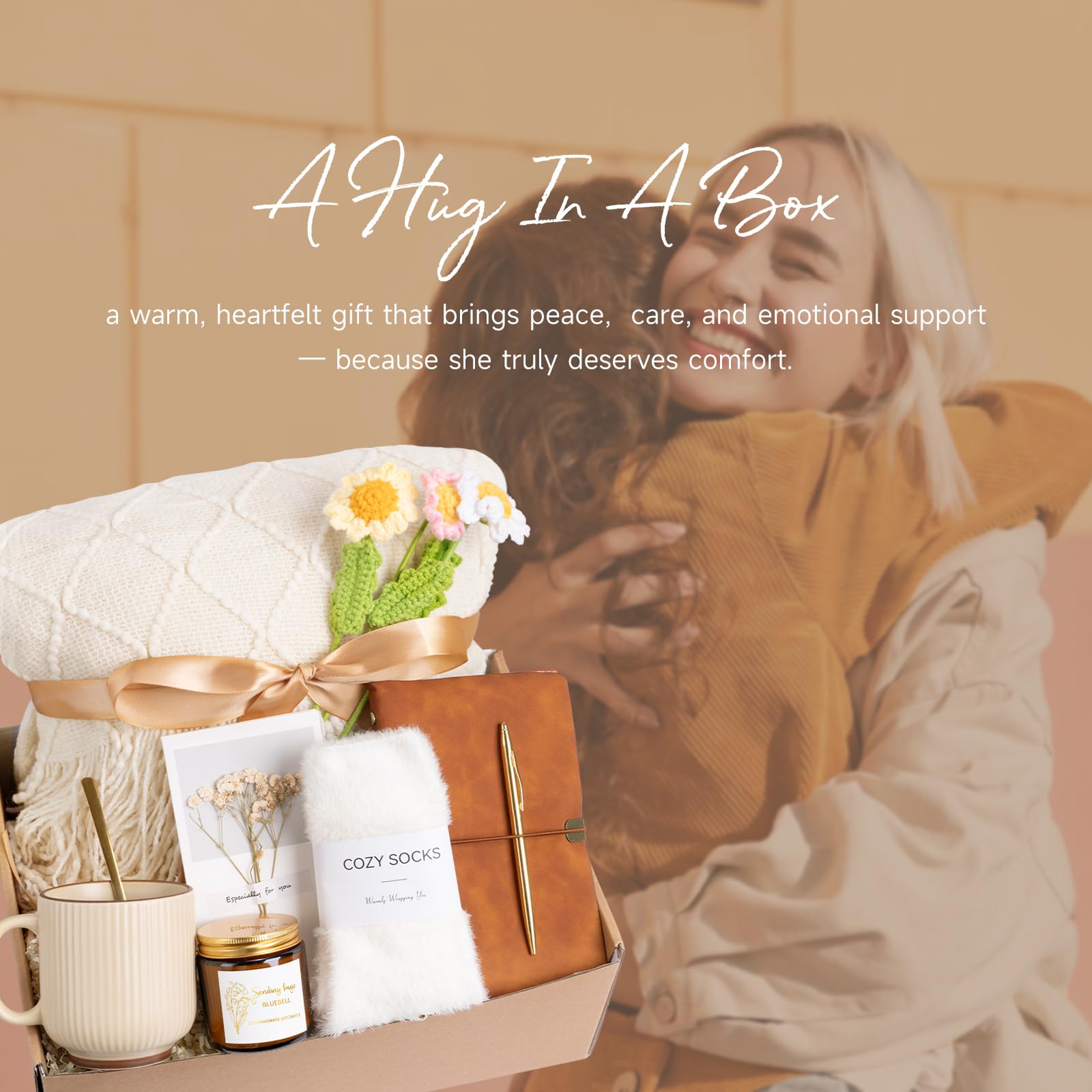 Giftissimo full gift box arranged on a bedroom scene to show thoughtful gifting and relaxation