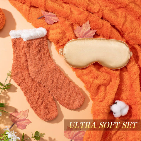 Giftissimo fuzzy socks with crochet pumpkin accent benefit: comforting foot warmth
