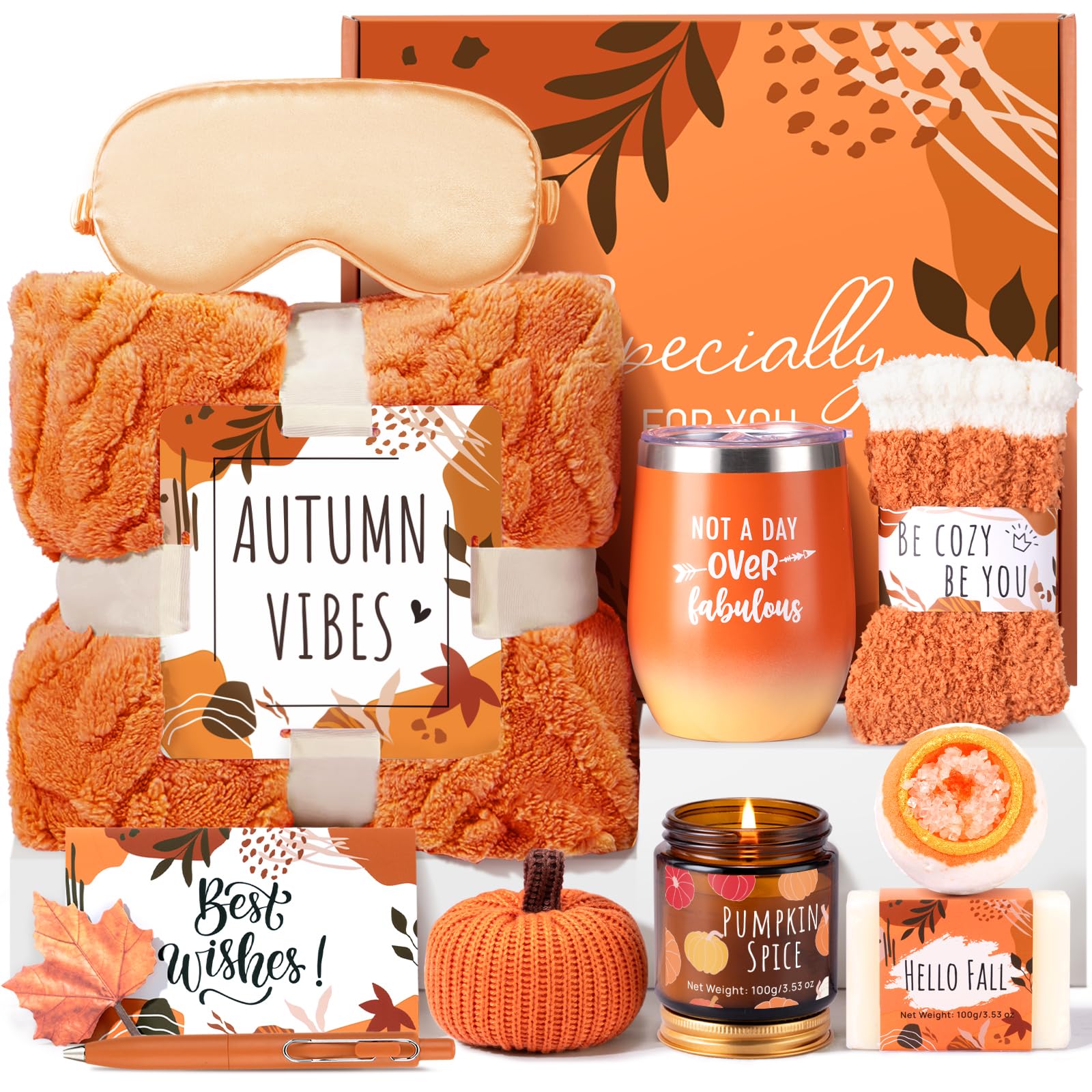 Giftissimo front packaging showing orange fall gift box and contents benefit: ready-to-gift presentation