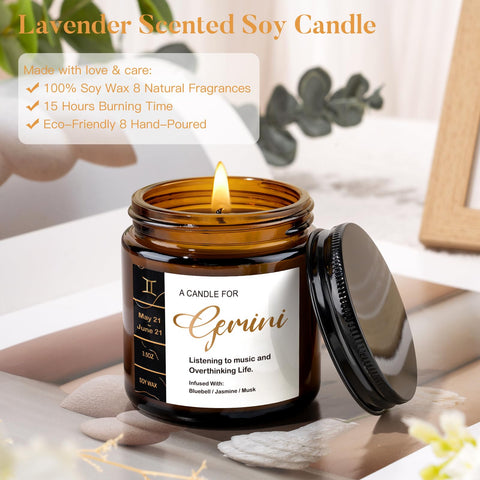 GiftPeak lavender scented candle label with star map for relaxing ambience