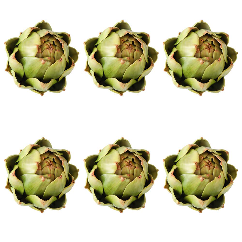 GiftYou front view of six-pack artificial artichokes adds permanent kitchen greenery