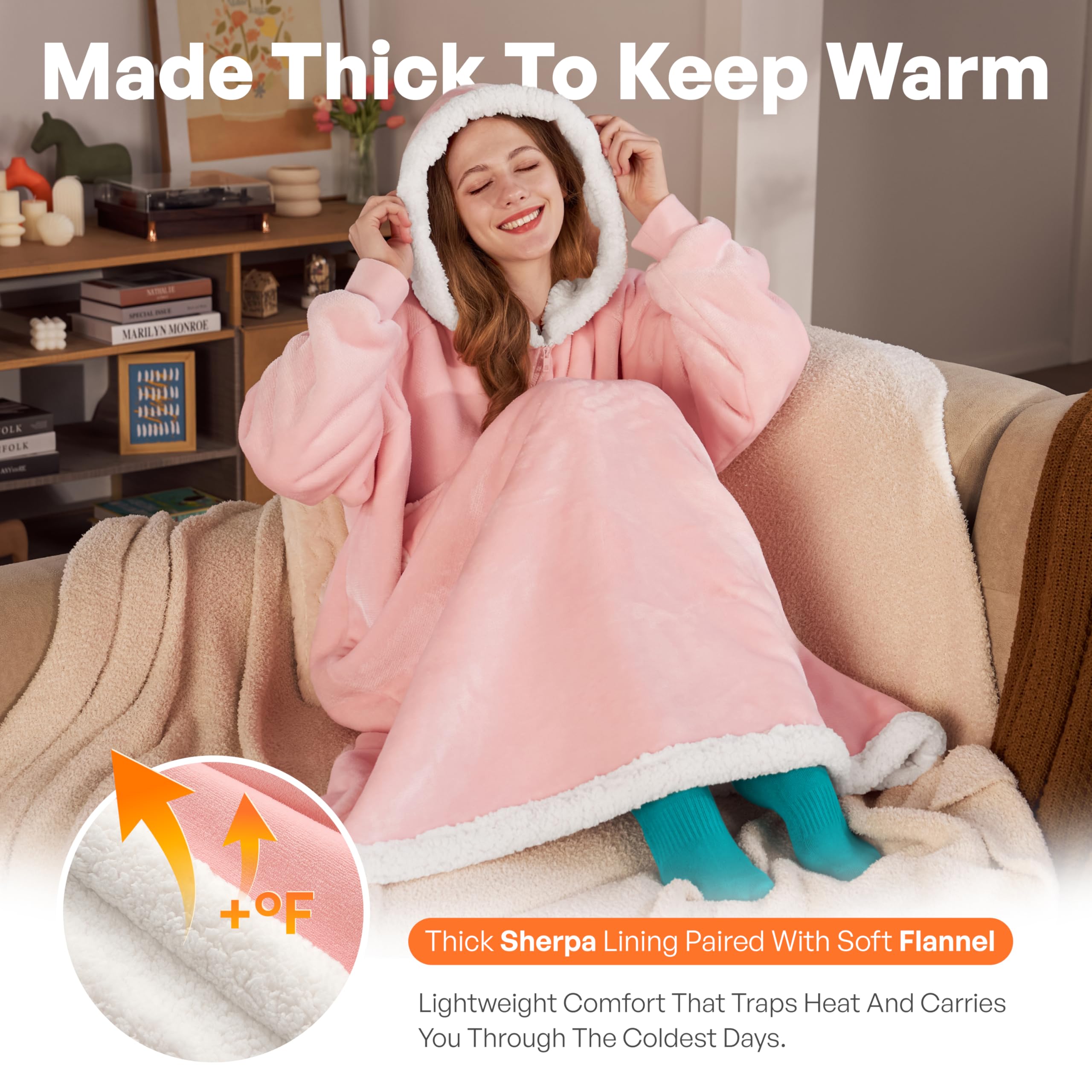 Giggling Getup close-up sherpa texture highlighting plush warmth and softness